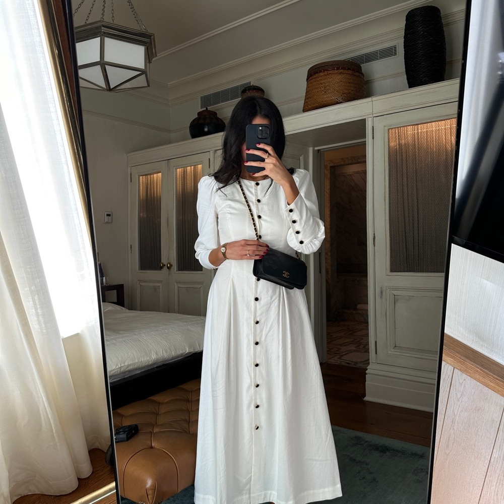 Reformation Cream Long Sleeve Maxi Dress
